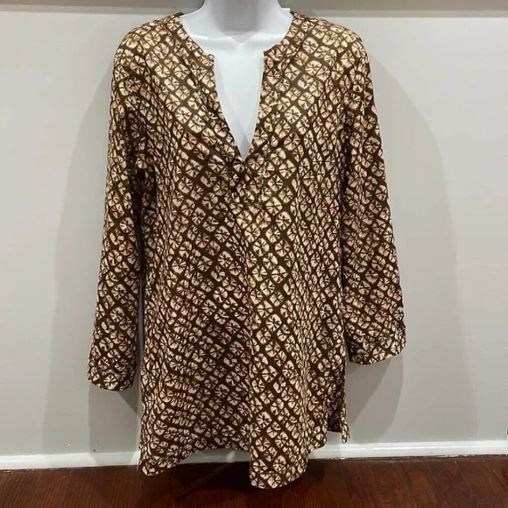 Longline Tunic Brown Printer Longsleeves